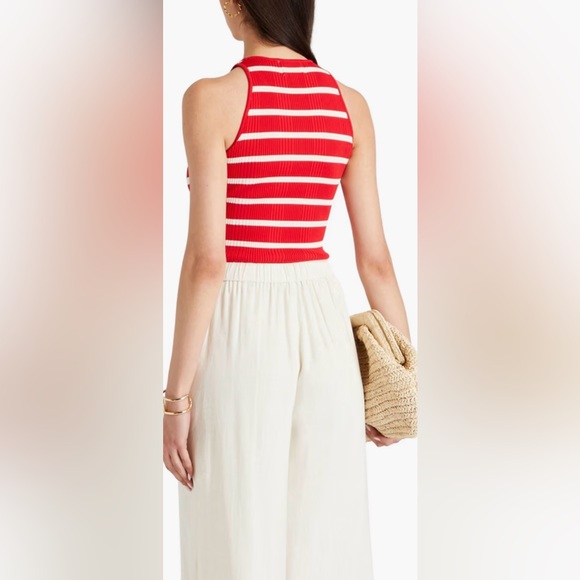 NWT SOLID & STRIPED
The Carson striped ribbed-knit top
Red and white stripe - Picture 2 of 7